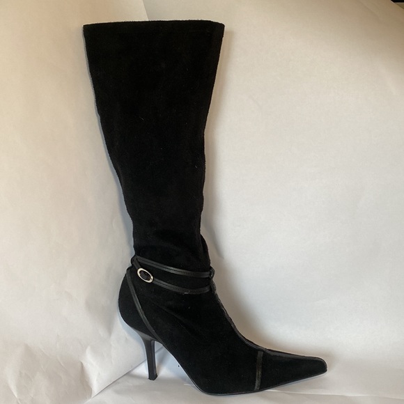 Donald J Pliner Collection Black Suede Boots with Delicate Buckle, Size 6 - Picture 3 of 9